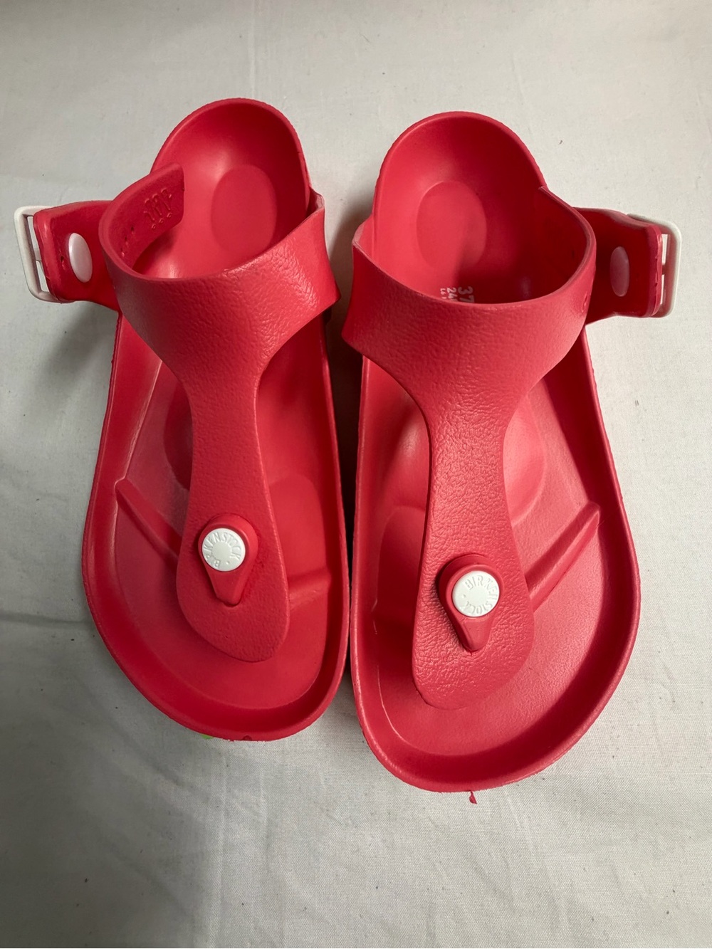 Birkenstock Coral Red T-strap Sandals - Comfortable Everyday Wear